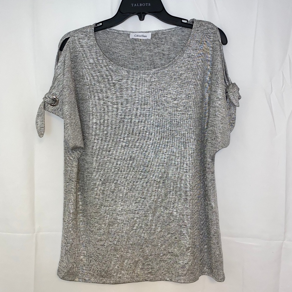 Calvin Klein Metallic Cut out Shirt Medium